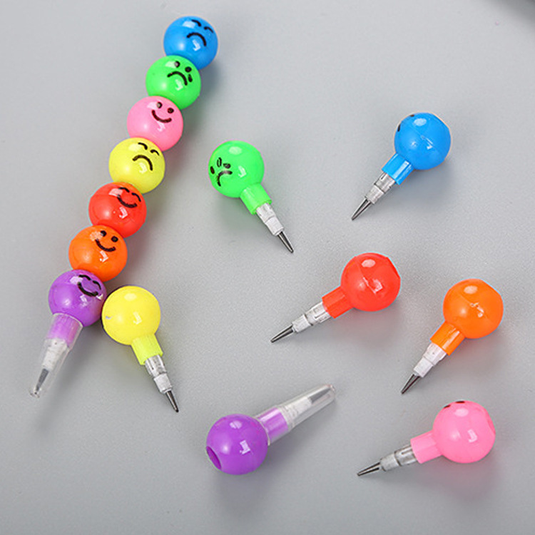Wholesale Candied Hawthorn Seven-Section Smiley Face Candy Hawthorn Crayon Creative Student Cartoon Pencil