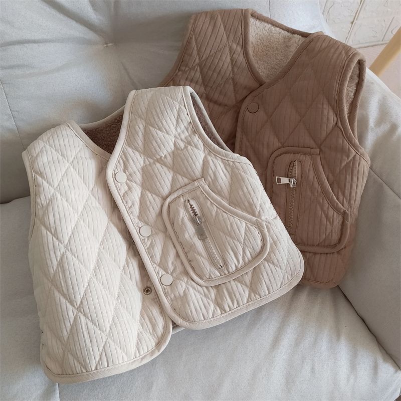 Infant and Toddler Class a Vests for Boys and Girls, Lamb Wool Vests for Children, Autumn Inner Wear, Winter Thickened Baby Outerwear, Children's Clothing