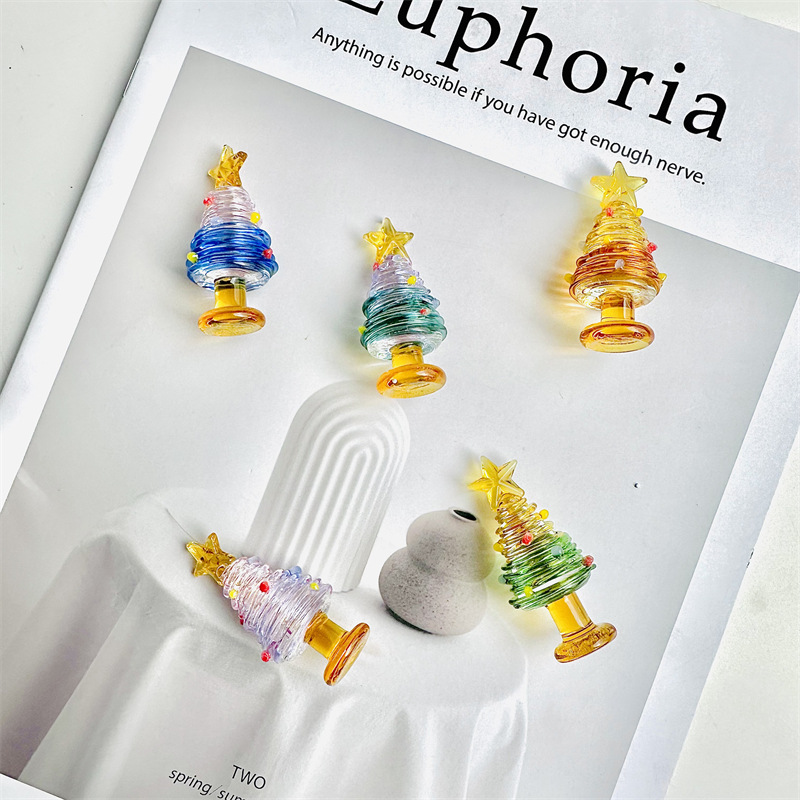 Christmas Glass Winding Silk Christmas Tree Solid Gift Zibo Glaze Crafts Ornaments Boshan Desktop Decoration Gift