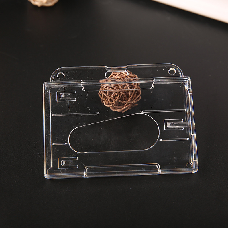 Manufacturer Supplies Pc Large-Capacity Transparent Dual-Card Id Card Holder, Work Id Card Holder, Injection Molded Two-Card Id Holder
