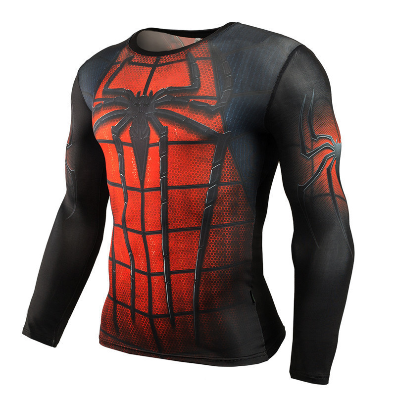 Cross-Border Summer New Marvel Superhero Series 3D Digital Printing Men's T-Shirt Long-Sleeved Top