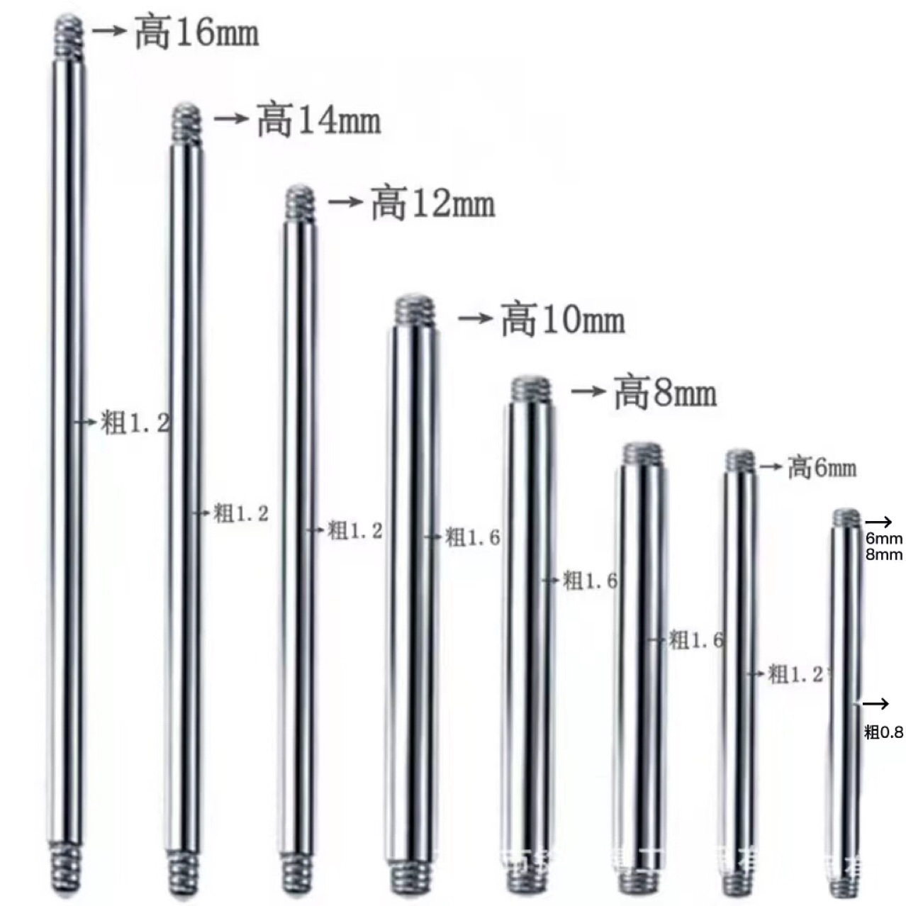 PierCing ACCessories Stainless Steel with Teeth Straight Rod Lip Nail Rod C-shaped Rod Thread PierCing ACCessories