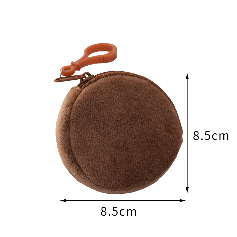 Fruit color plush round coin purse keychain cute wallet ladies ID card bag simple coin bag wholesale