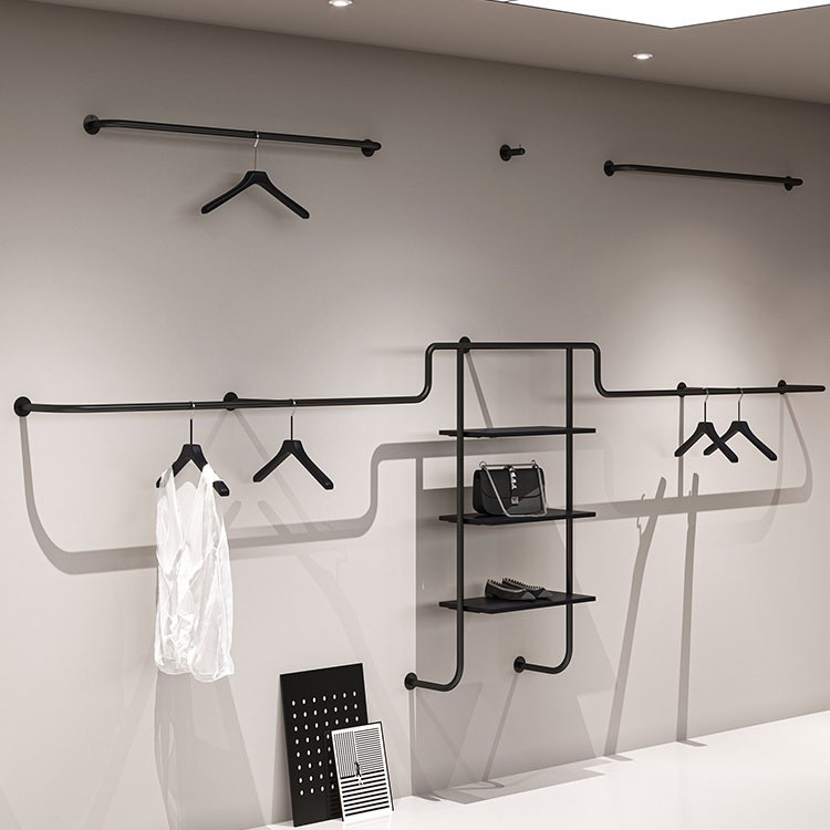 Вешалка для одежды в магазине, простая черная многослойная стеллажная вешалка для стенда
