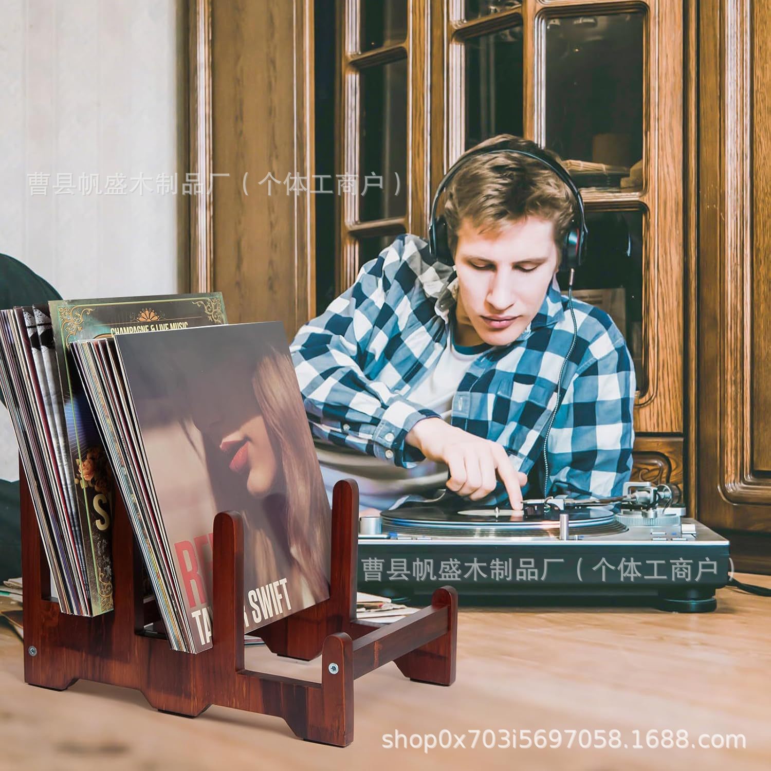 Spot Solid Wood Record Rack Retro Album Display Rack Photo Album Cd Display Rack Creative Wooden Vinyl Record Rack