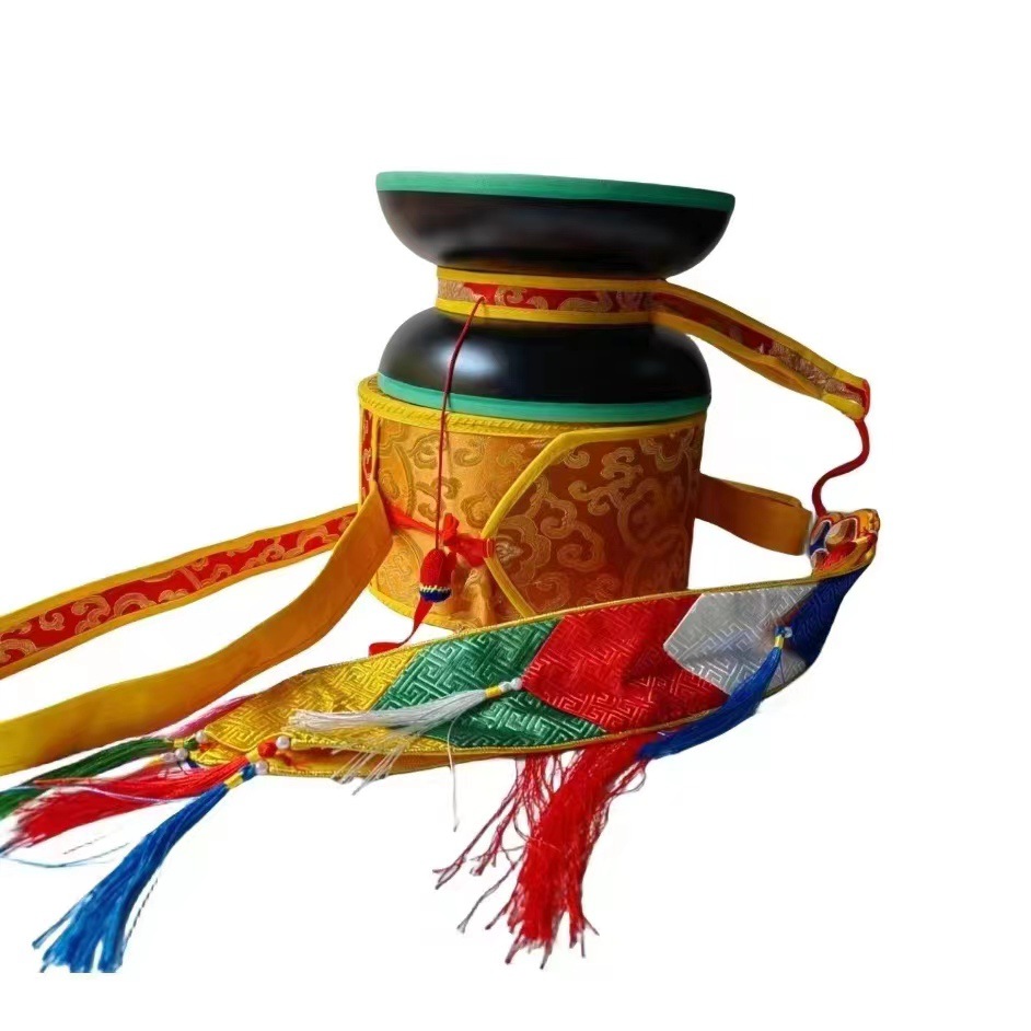 Nepal Handmade Round Hand Drum Oak Drum Sheepskin Soft Hammer Xizang-style Hand Drum Giving Drum Set Big Drum Black