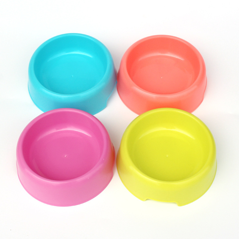 Wholesale Practical Plastic Pet Bowl Candy Color Dog Bowl Round Single Bowl Cat Bowl Pet Food Bowl Rice Bowl