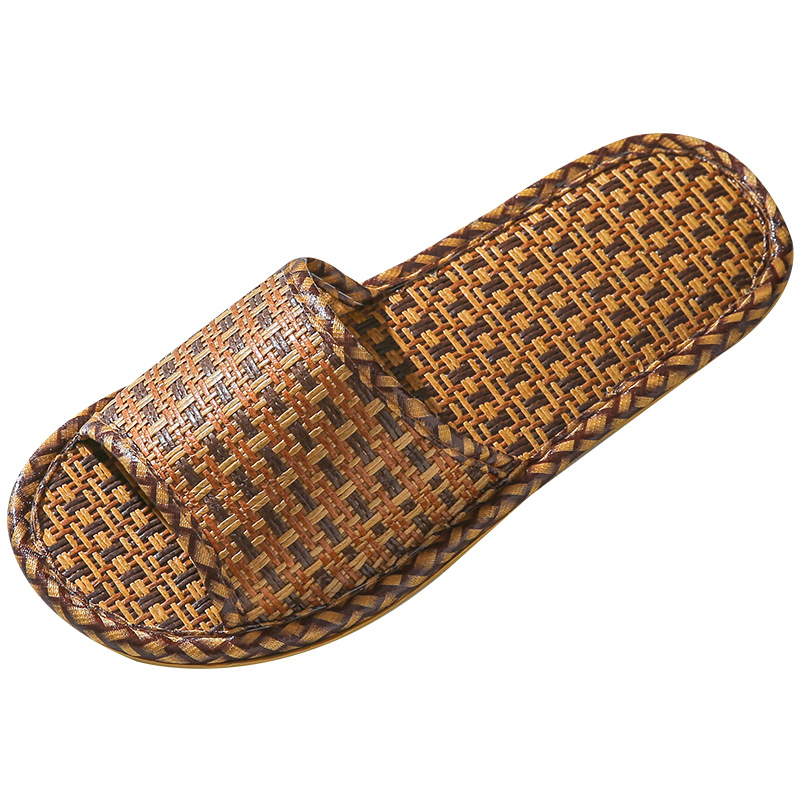 Household Rattan Slippers for Women, Non-Slip Indoor Couples, Household, One Man and One Woman, Spring and Summer Bamboo Slippers
