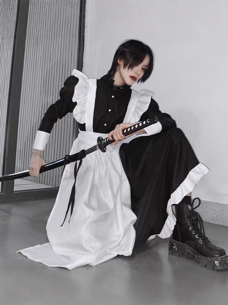 Maid Clothing Men's Daily cosplay Cute Japanese Style Lolita Dress Anime Maid Clothing Lori Black Men and Women