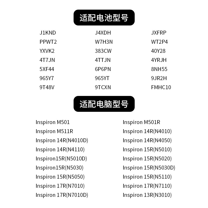 For Dell N4010 N4050 N5010 J1KND N3010 N5110 N7010 Laptop Battery