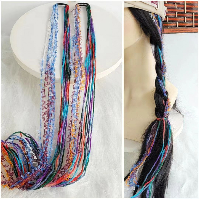 Braided Colorful Rope, Dirty Braids, Colorful Ethnic Style Hair Tie, Yunnan Travel Outing, Photo Taking, High-Looking Women Wholesale