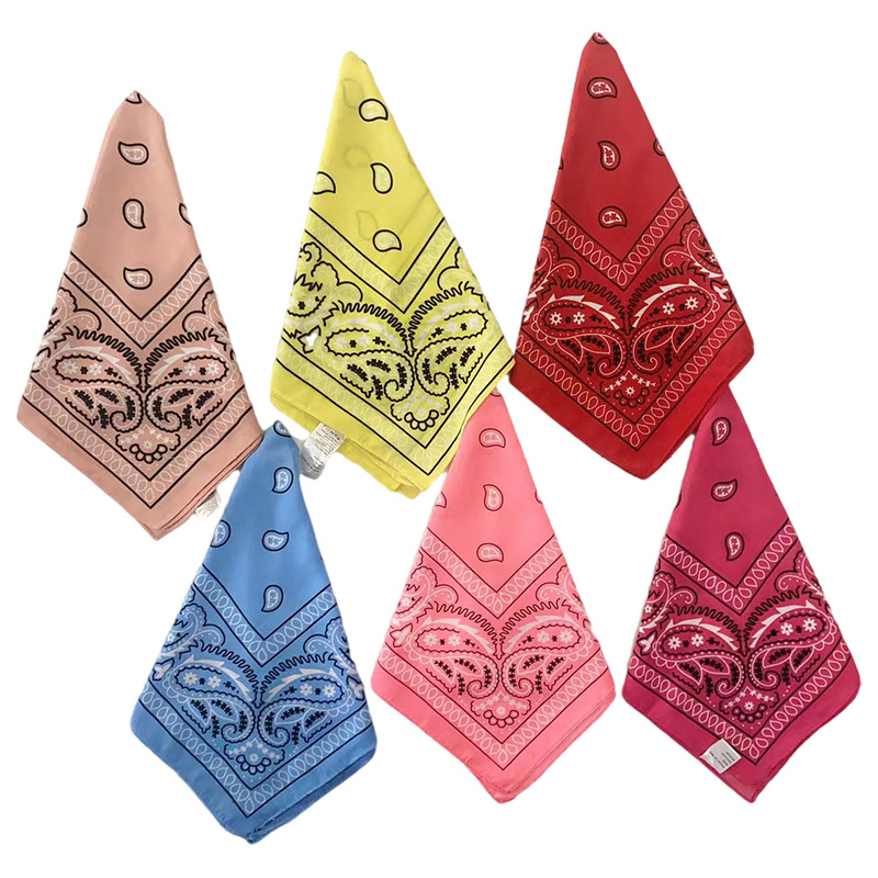 Custom Polyester Cotton Paisley Cashew Flower Square Scarf Hip Hop Street Dance Riding Turban Melon Seeds Flower Handkerchief bandana