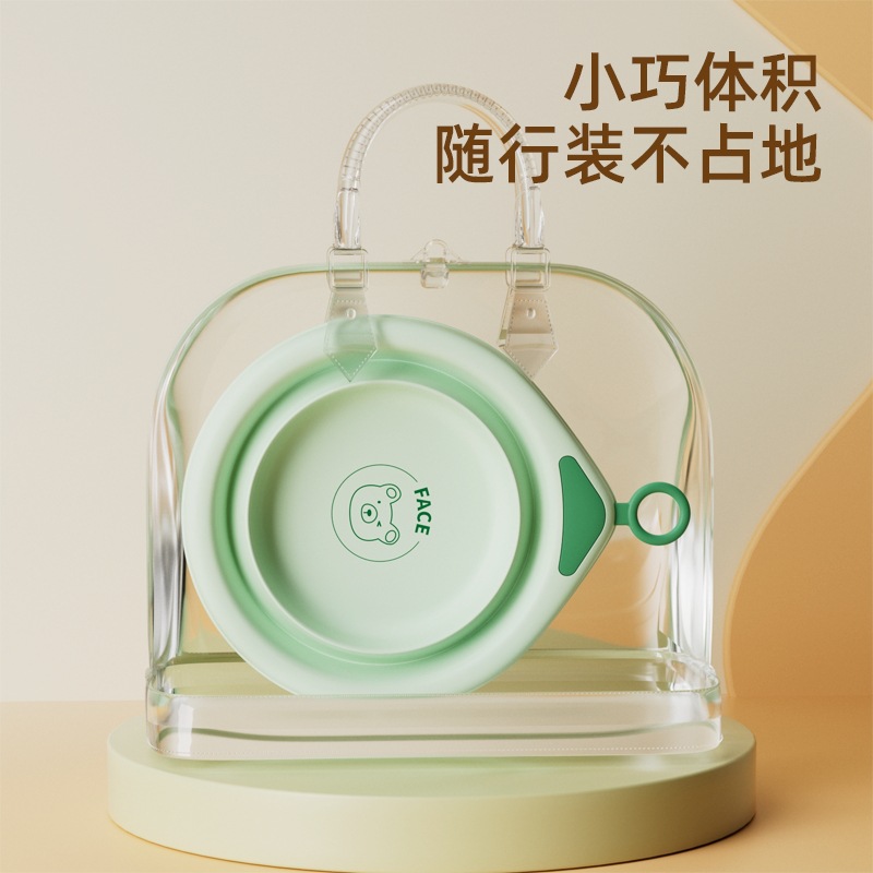 Folding washbasin Children Baby washbasin baby silicone folding wall hanging washbasin outdoor cartoon wash PP Basin