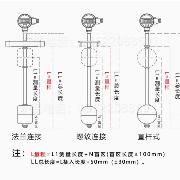 Float Level Gauge Insert Rod Digital Display Water Level Meter Level Transmitter 4-20Ma Reed Sensor
