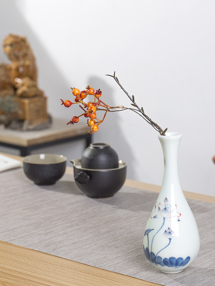 Jade Clean Bottle Tea Ceremony Flower-arranging Set Buddha Hall Supplies Dehua White Porcelain Small Vase Guanyin Bottle Buddha Zen Vase