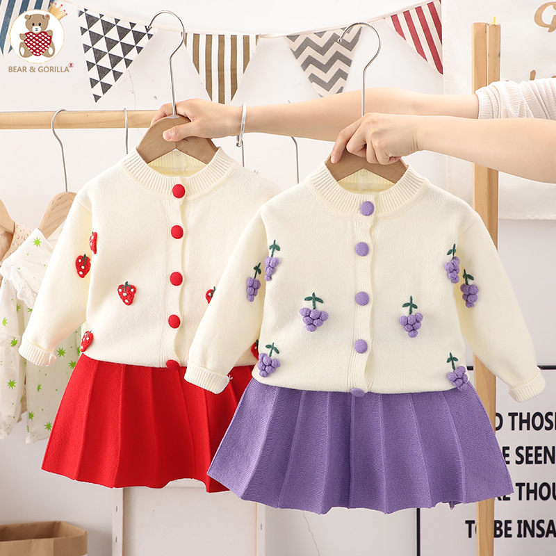 Свитер-кардиган для девочек [Цзинь Юн], детский свитер, женская вязаная одежда, комплект из двух предметов