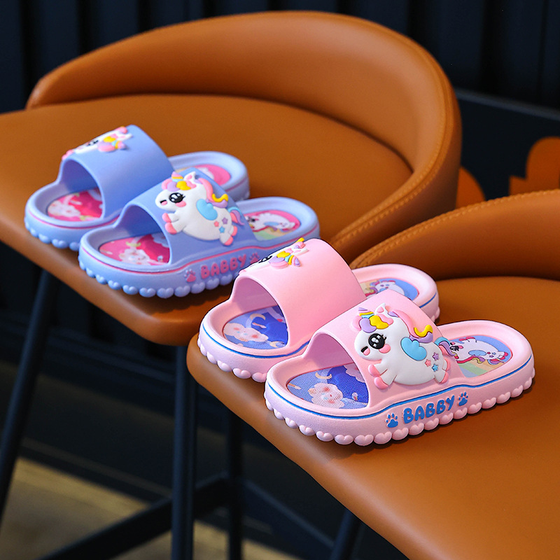 Children's Slippers for Girls, Summer Girls' Sandals, Indoor Non-Slip, Ultra-Soft, Bathing, Cartoon, Breathable for Older Children