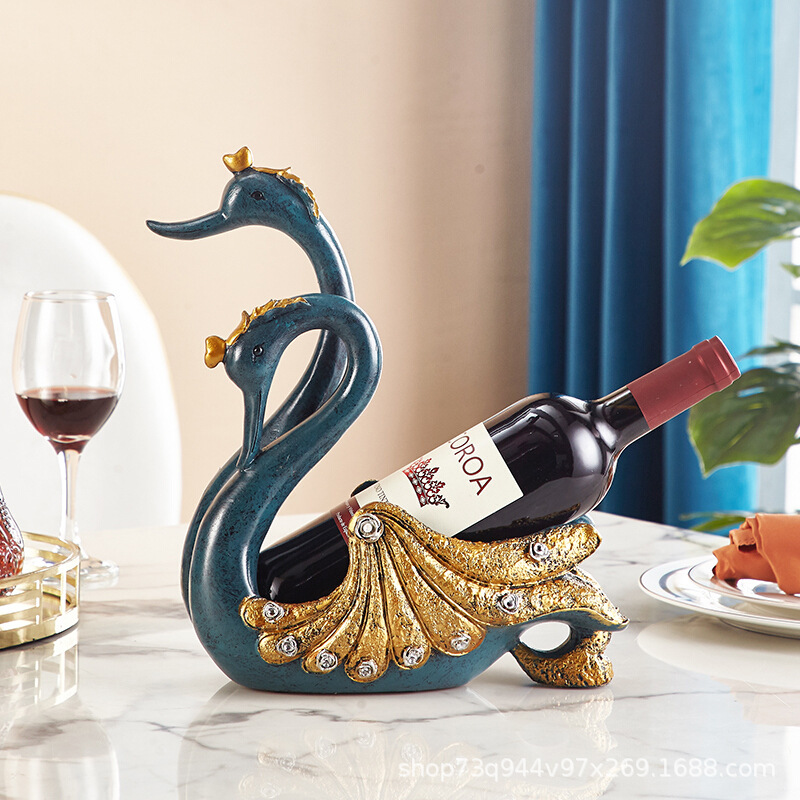 Cross-border Couple Swan Wine Rack Desktop Ornaments European Style Wine Rack Wine Cabinet Living Room Decorations Gift