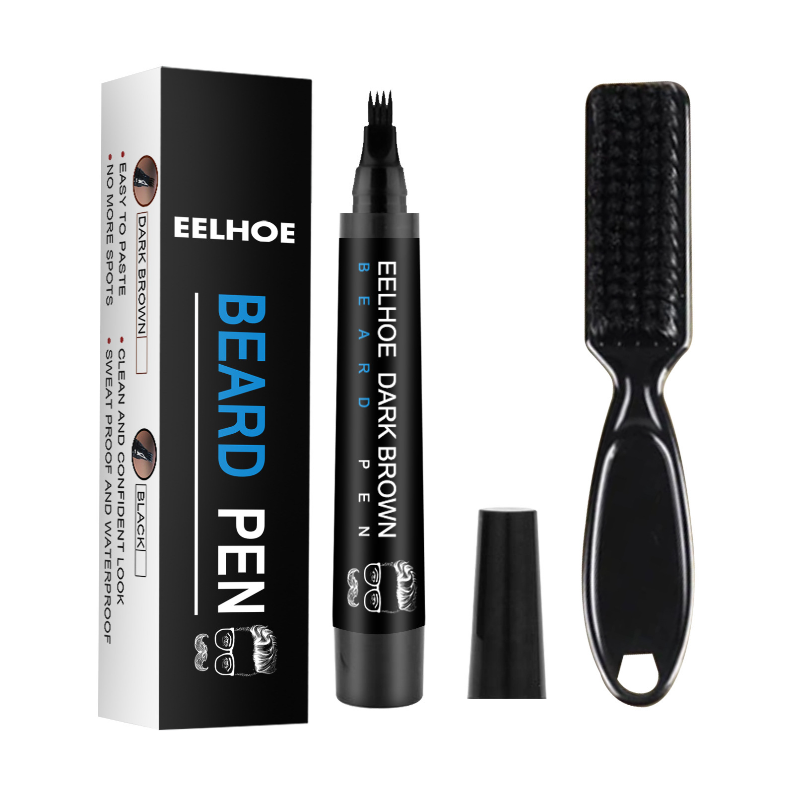 EELHOE Beard Padding Pen Kit Waterproof Beard Pen Men's Beard Tracker Anti-Sweat