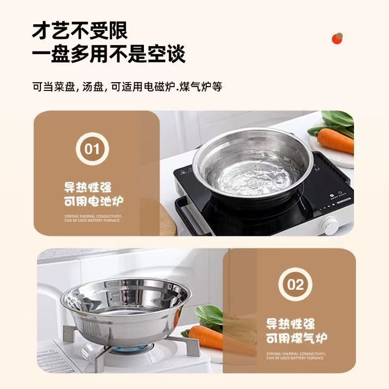 304 Stainless Steel Basin Soup Basin Canteen Rice Bowl Wholesale Basin Household Round Soup Bowl Vegetable Basin Rice Bowl Stainless Steel Soup Basin
