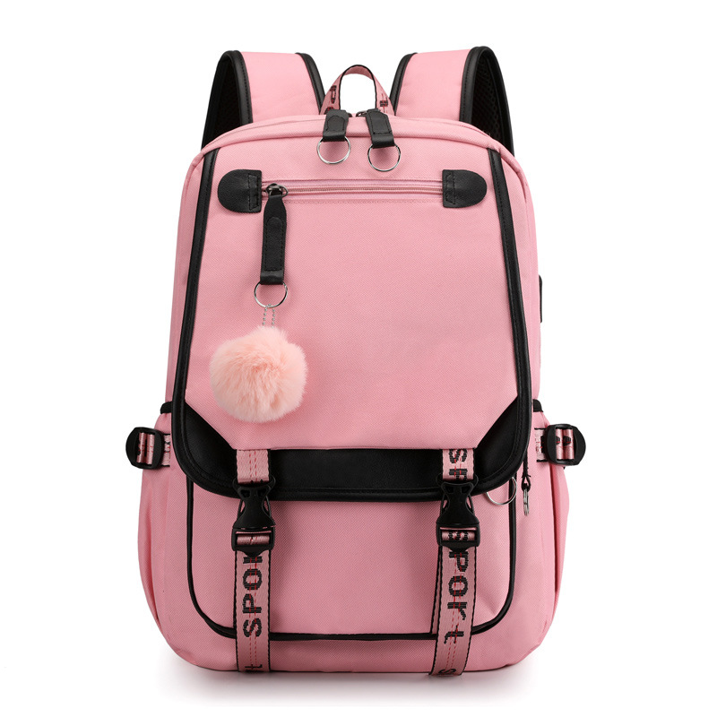 Cross-Border Casual Korean Style School Bag Outdoor Large Capacity Junior High School Student Solid Color Simple Multi-Layer Computer Bag Backpack