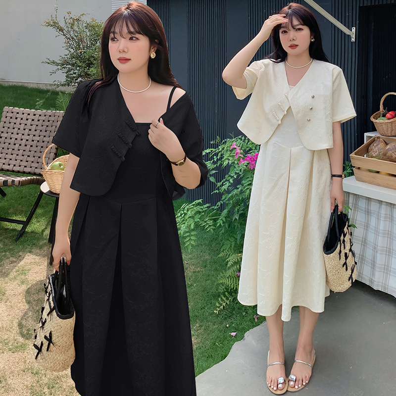 2352 Xuanchen Micro Chubby Large Size New Style National Style Improved Cheongsam Set Summer Chubby Girl Elegant Gentle Style Two-piece Set