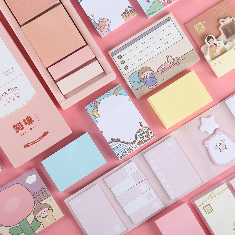 Manufacturer Wholesale Cute Creative Sticky Notes Student Colorful Note Pad Cartoon Special-Shaped N-Time Stickers Customization