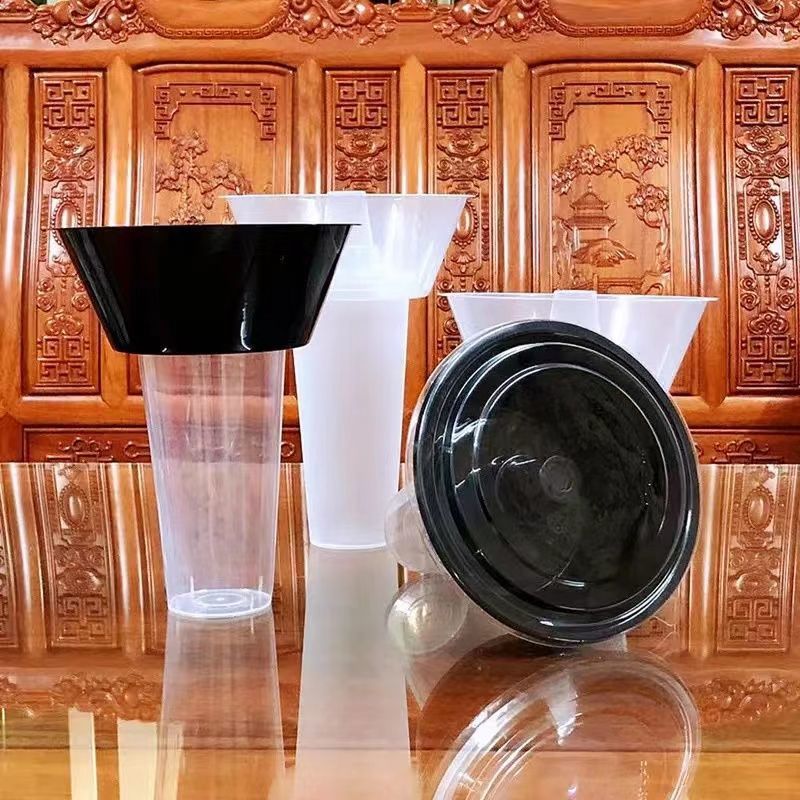 Walking Hot Pot Cup Disposable Cyber Celebratory Cup Holder Bowl Injection Molded Milk Tea Cup Thickened Plastic Steak Holder with Lid