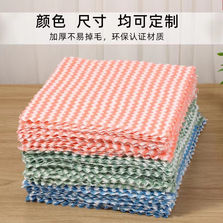 Тряпка из кораллового флиса, не липкая, без ворса, полосатая тряпка, катионная губка с водяными рябями