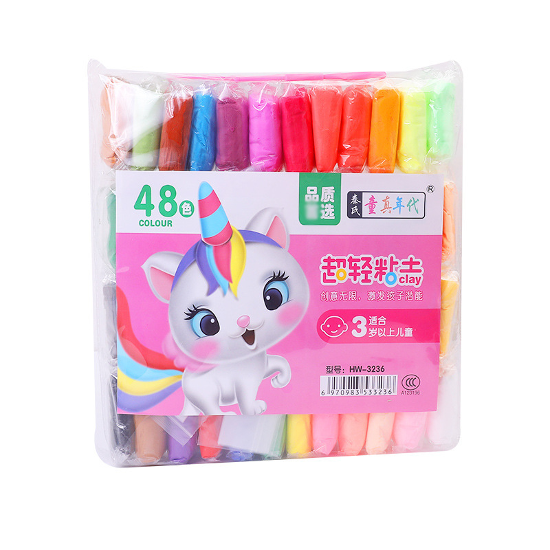 Ultra-Light Clay Wholesale 24 Colors 48 Plasticine Space Mud Colored Mud Handmade DIY Mold Kidsren's Day Cross-Border Delivery