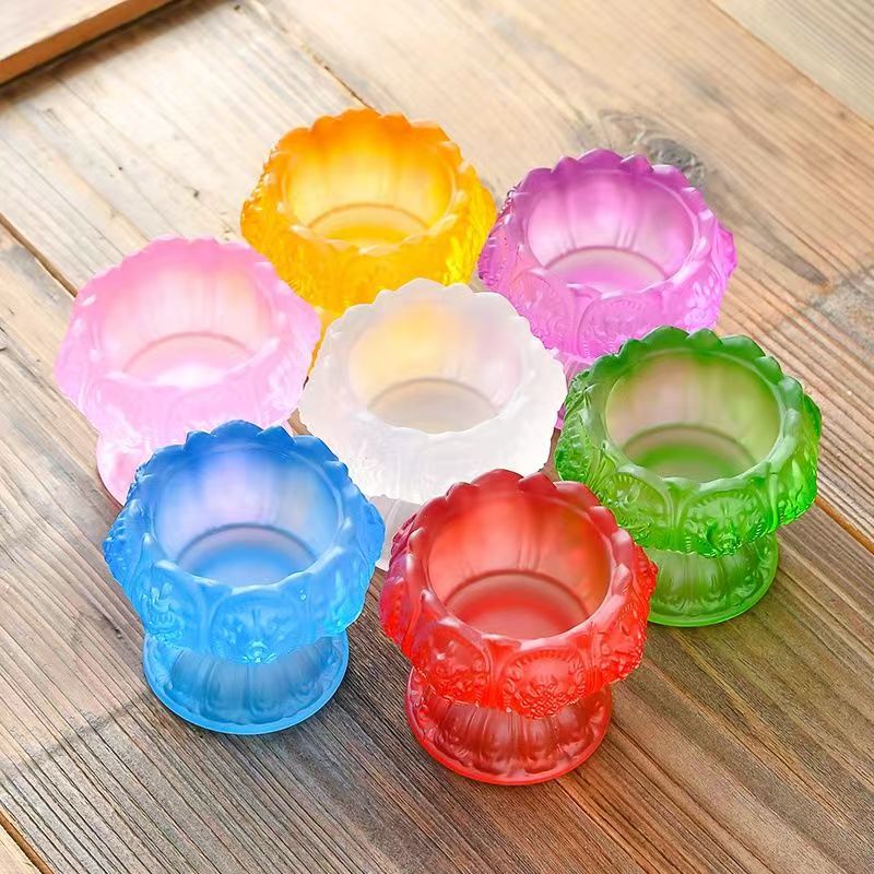 Glass Lamp Holder, Lotus Candle Holder, Lamp Holder, Cup in Front of Buddha, Multi-Functional Ornament, Household Candle, Liquid Ghee, Water Purification Cup