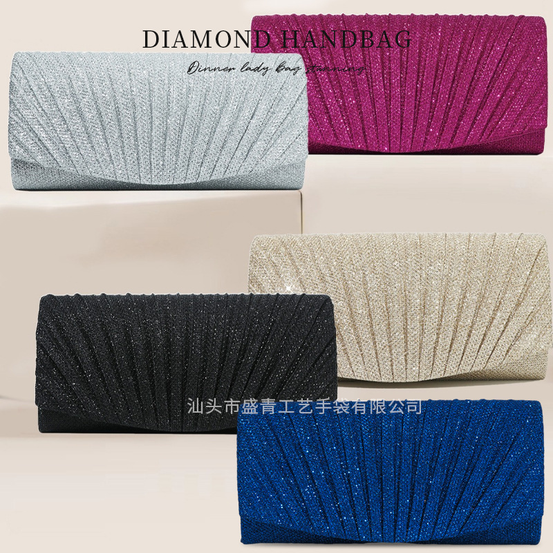 Factory wholesale foreign trade e-commerce European and American style dinner bag pleated Joker mini clutch bag fashion banquet gift bag