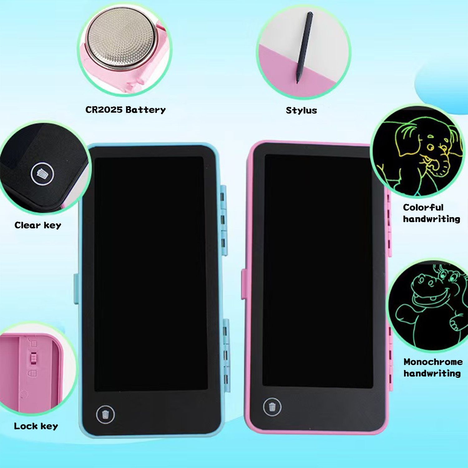 Student portable stationery box writing board two in one can be cleared arithmetic electronic board storage box stationery foreign trade