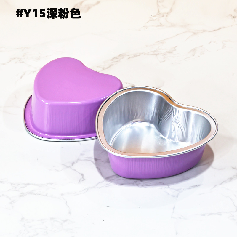 100ml Heart-Shaped Aluminum Foil Cup with Lid Valentine's Day Baking Packaging Cake High Temperature Resistant Dessert Tin Foil Box Manufacturer