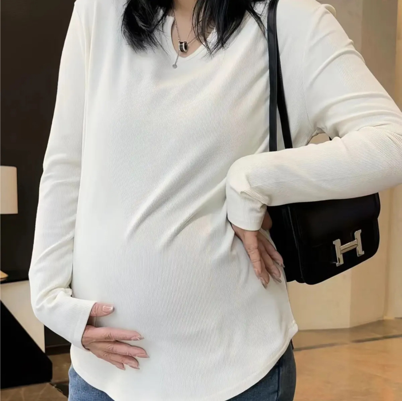 Новая футболка для беременных, длинный рукав, стильная повседневная одежда