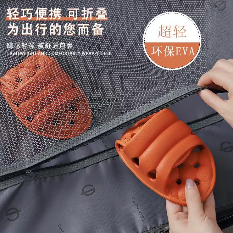 Travel hotel bathroom non-slip non-smelly feet hollow leaking shoes men's summer new couples home folding slippers women