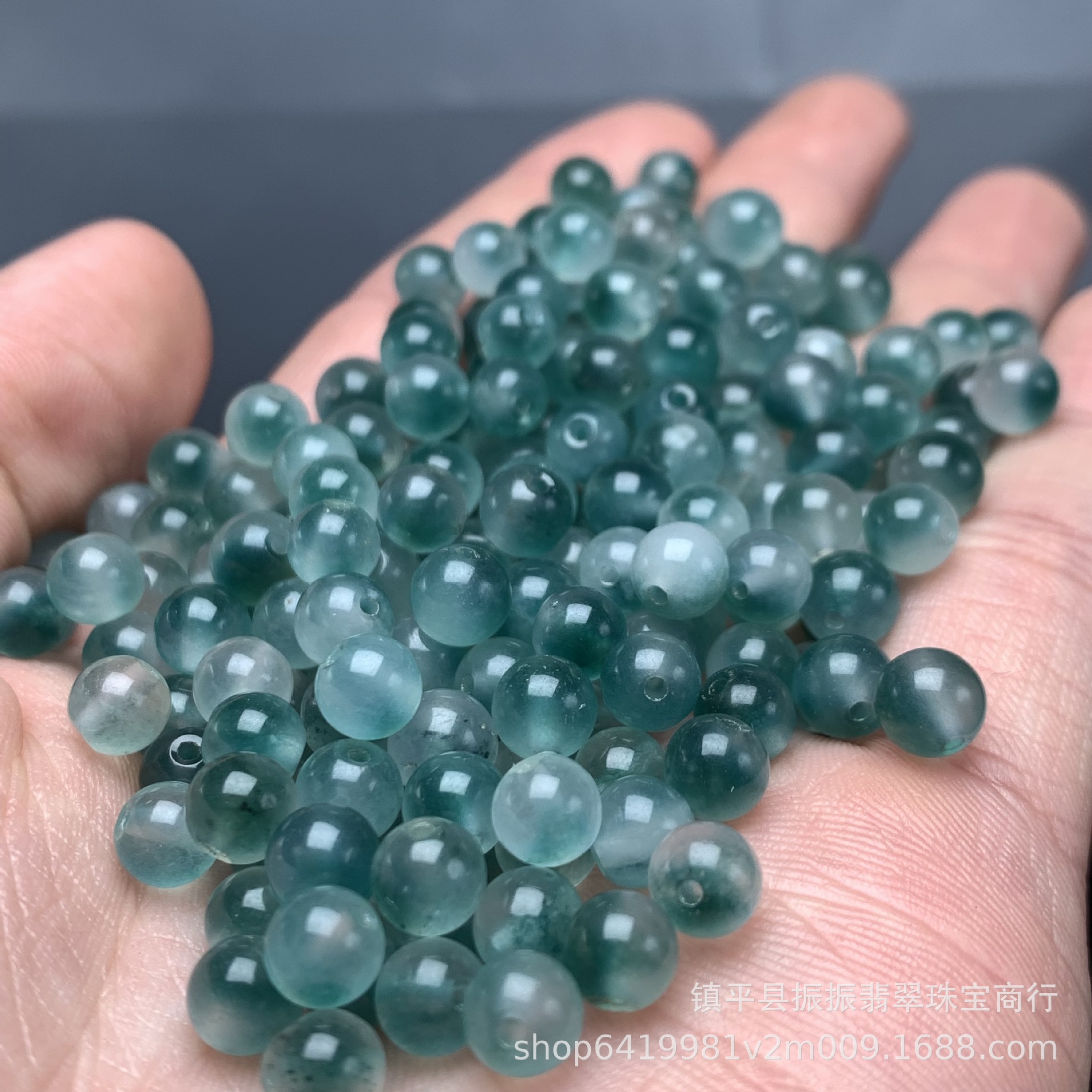 Gao Bing Jade floating flower round beads bracelet wholesale diy chalcedony jade jewelry bracelet necklace loose beads jade beads spacer beads