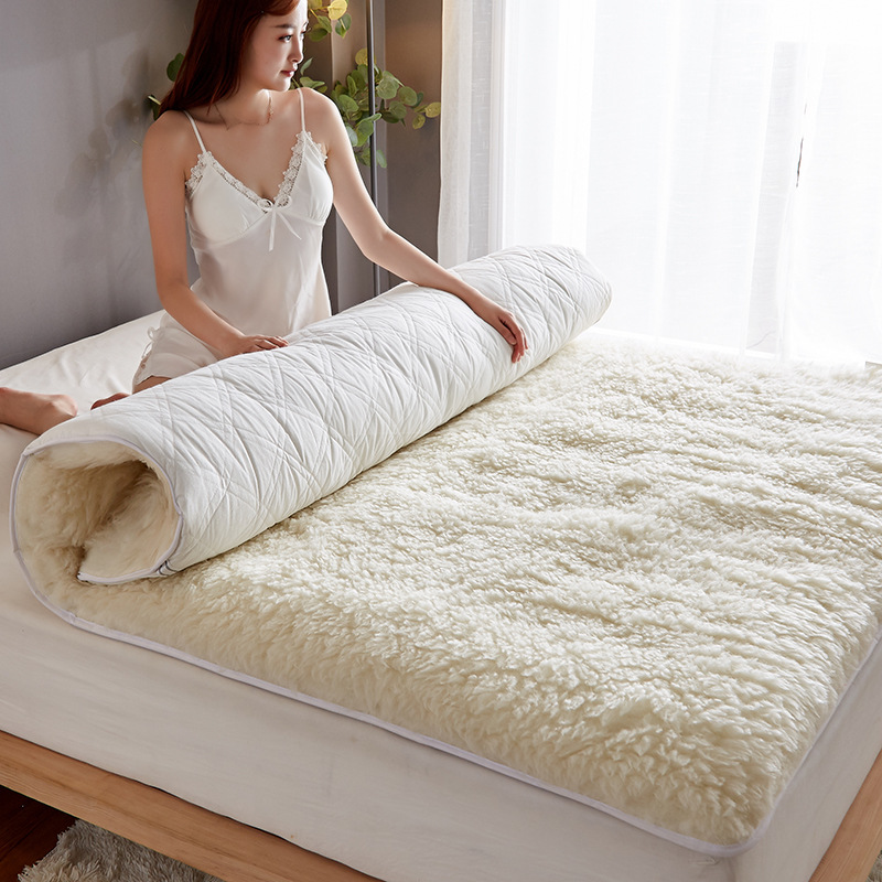 Mattress Australian Pure Wool Mattress Single Double Thickened Folding Cushion Lamb Fleece Mattress Home Bedding Genuine