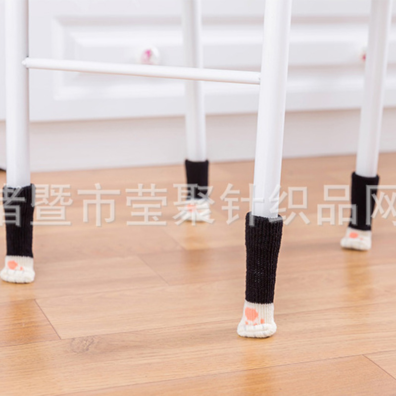 Cute Knitted Cat Claw Table Leg Protective Cover Thickeneded Wear-Resistant Table and Chair Foot Cover Color Matching Anti-Scratch Silent Chair Table Foot Pad