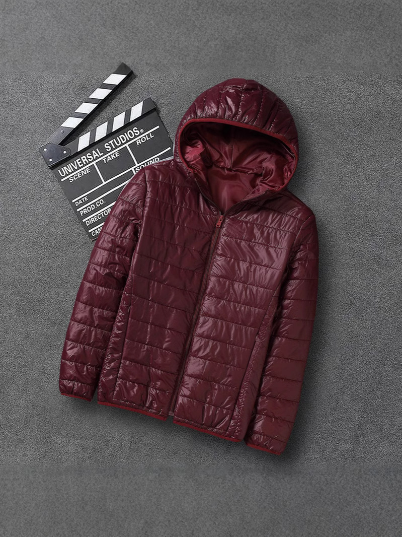 Cross-border Fashion Simple Trendy Cotton-padded Jacket Hooded Men's Short Top Youth Simple Solid Color Casual Jacket for Men