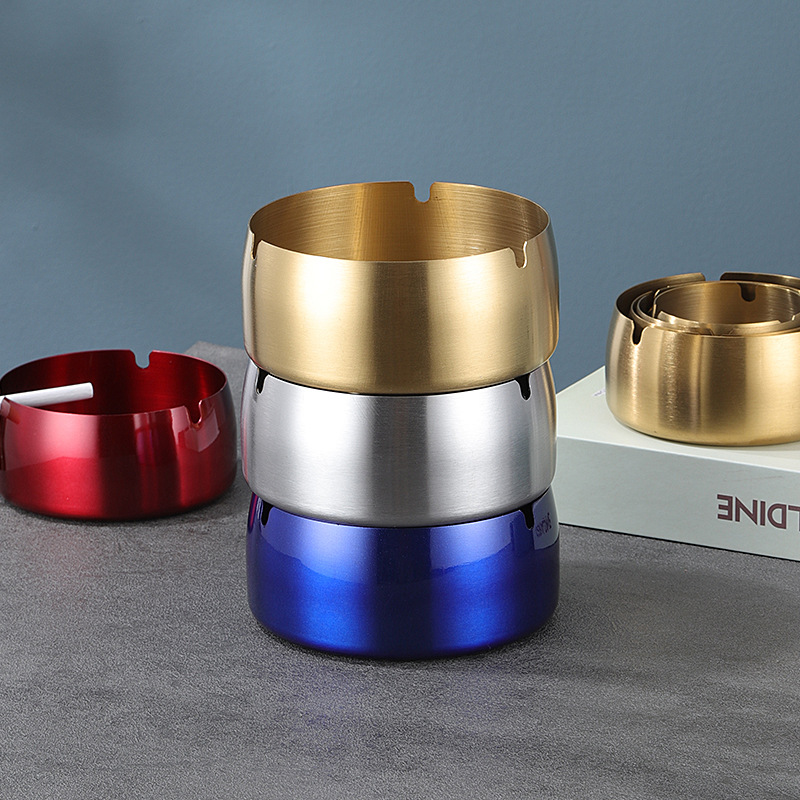 Thickened Stainless Steel Color-Plated Metal Ashtray, Windproof and Drop-Proof Ashtray, Creative and Personalized Gift Manufacturer Wholesale