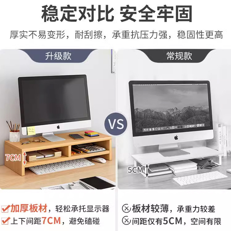 White Computer Elevated Rack Monitor Bracket Pad High Base Desktop Stand Desktop Storage Desk Rack