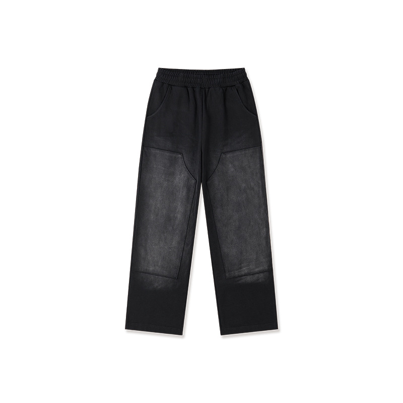 High Street Trendy Brand Washed and Distressed Spray Horse Straight Sweatshirt Pants Export Cross-Border Customization According to Pictures