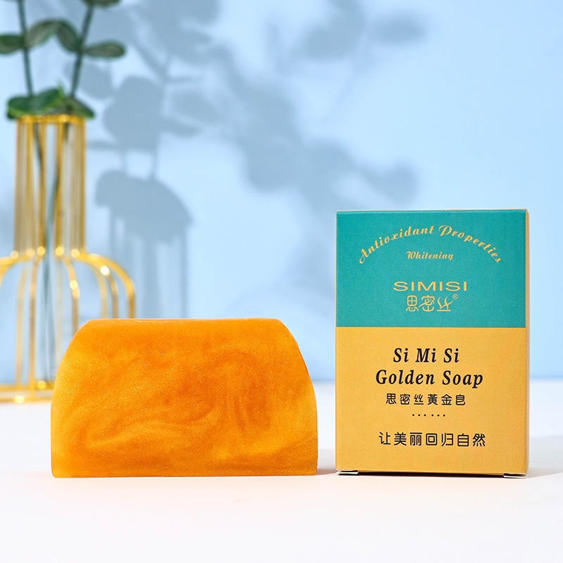 [Simi Silk] Золотое мыло с золотым порошком, очищающее, трапециевидное, ручной работы, 80Г 100Г