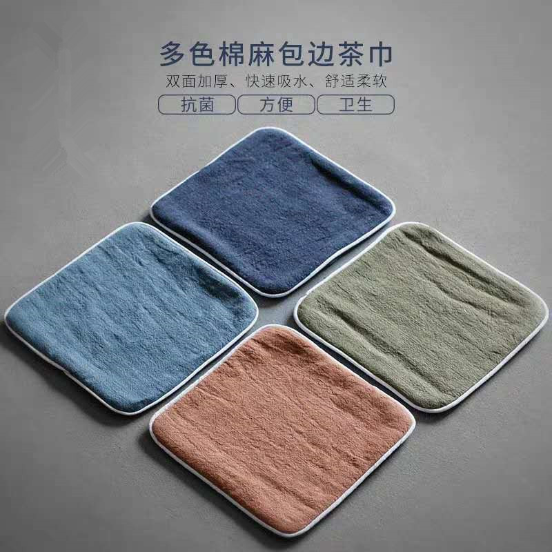 Чайное полотенце из хлопка и льна, подставка для чайника, зен, ручная роспись, впитывающее, утолщенное, подставка для чайника, кунг-фу, офис, дом