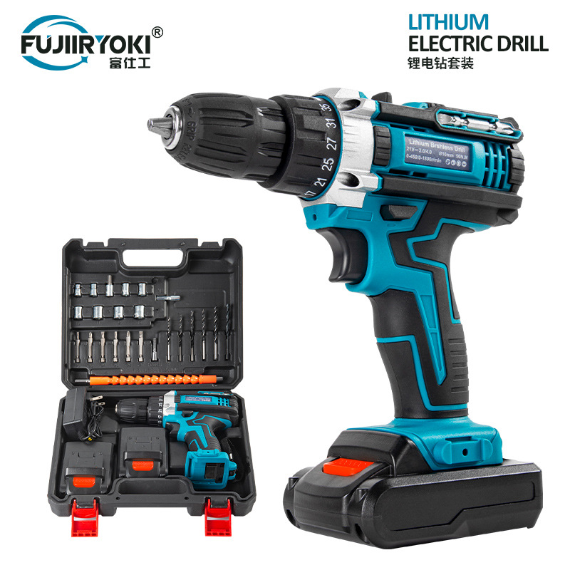 Multifunctional 21V rechargeable impact drill lithium battery cross-border electric gun drill electric screwdriver electric drill suit