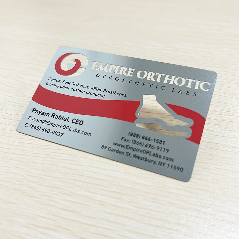 Stainless Steel Silver Business Card Personalized Design Cut Out Logo Silk Screen Pattern Typesetting and Printing Production According to Preferences