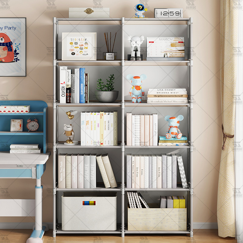 Multi-Layer Simple Bookshelf Bookcase Floor Rack for Children and Students, Creative Entryway Dormitory Storage Rack, Storage Cabinet