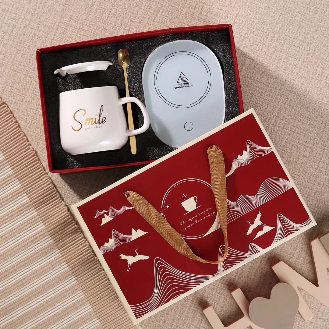 55 degree constant temperature cup gift box suit warm ceramic cup mug printed LOGO opening event annual meeting gift