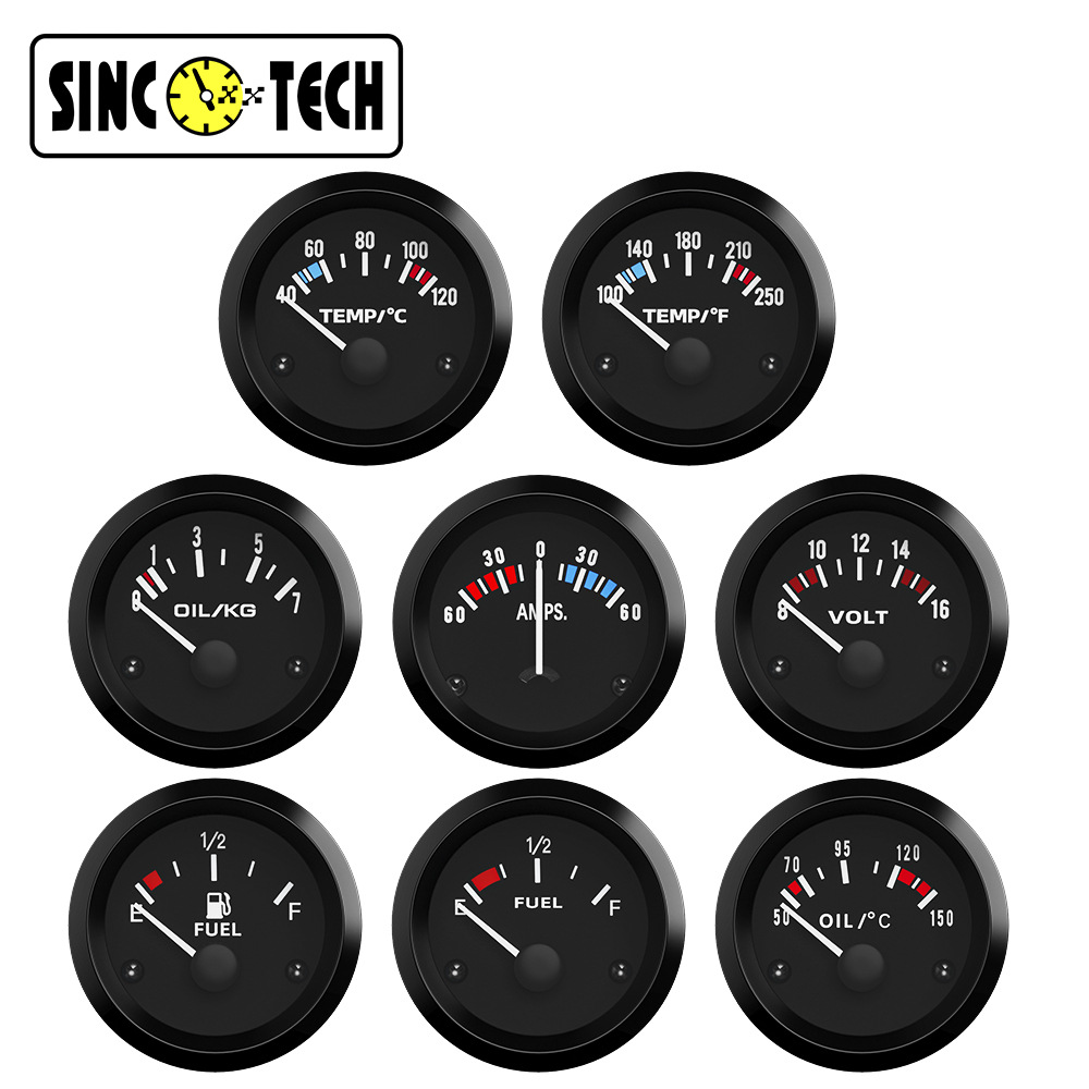 52 мм модифицированный прибор для автомобиля, вольтметр, водяной термометр, давление масла, количество масла, ток, указатель уровня масла 12V